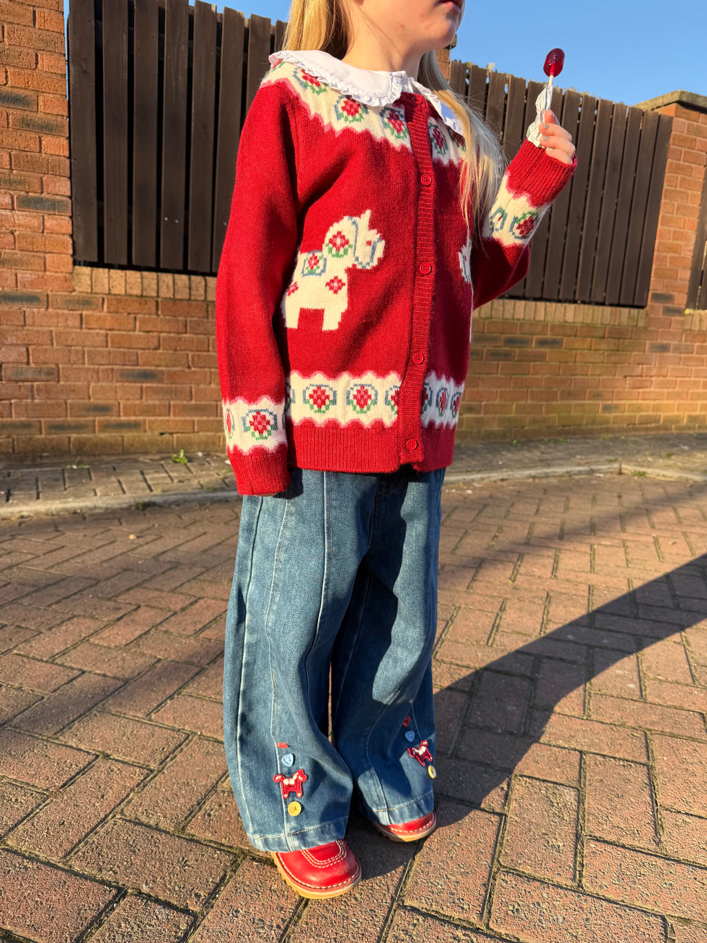 Red Pony Cardigan & Jean 2 Piece Set