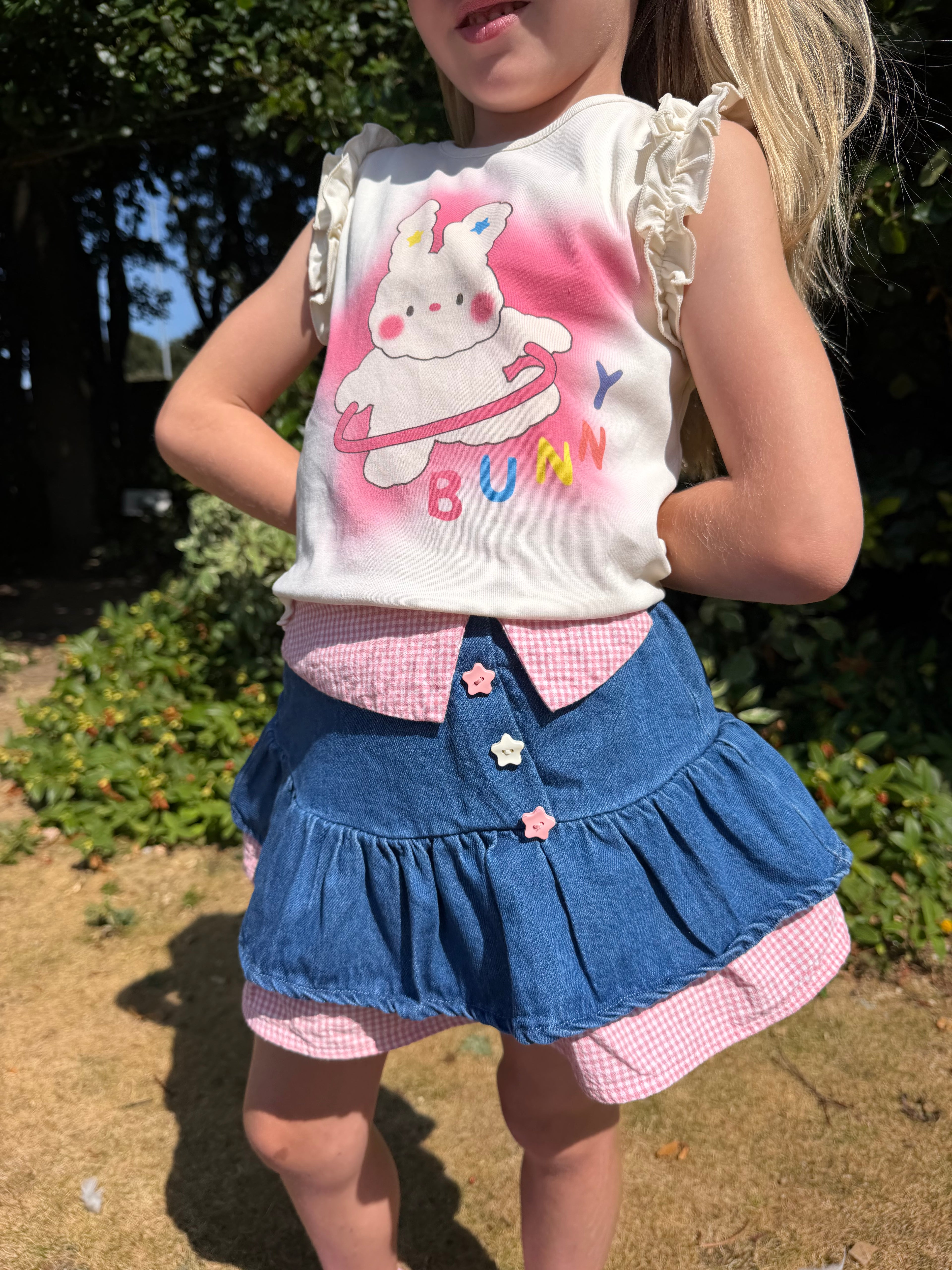 Star Bunny Gingham Set