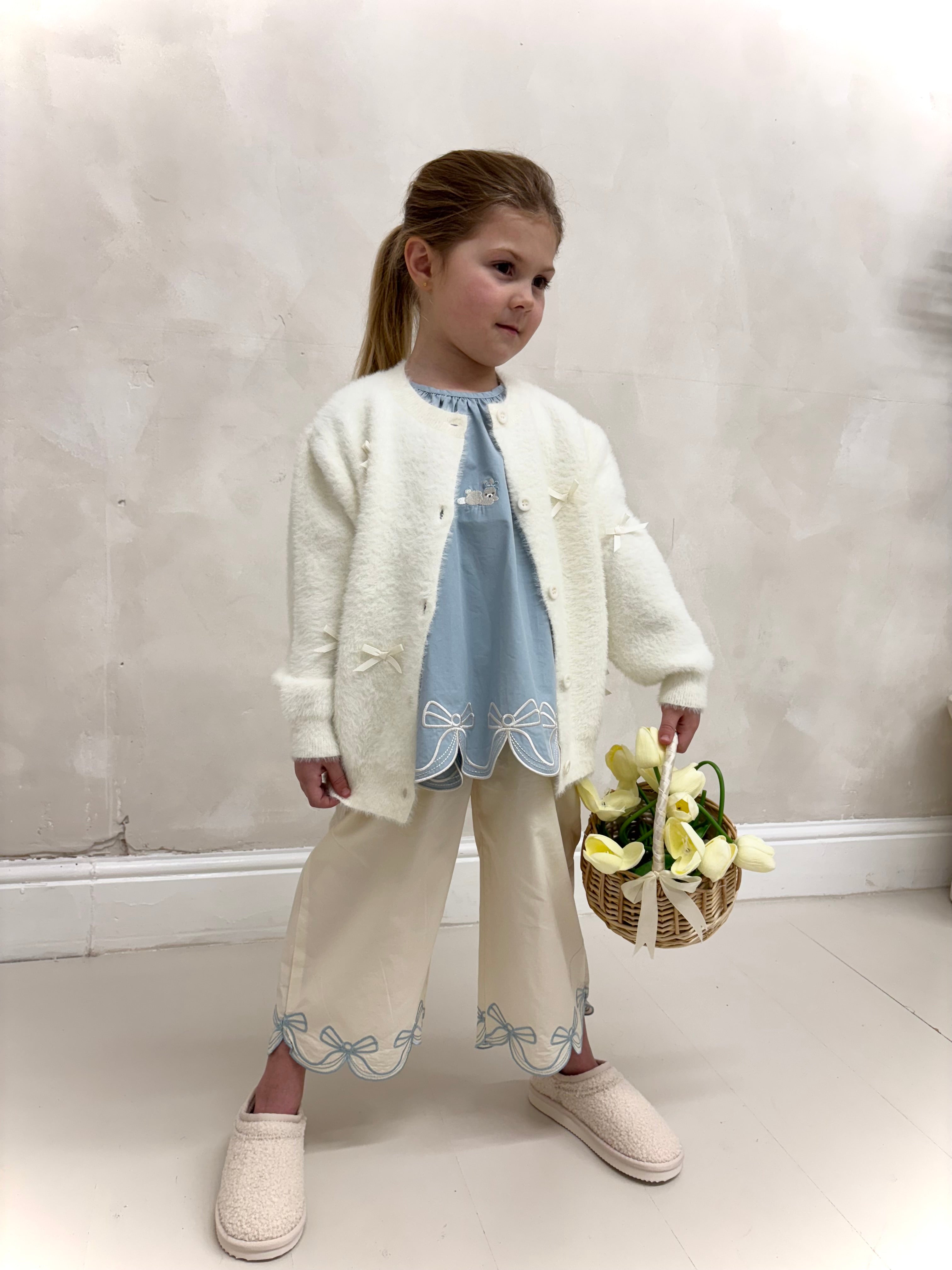 White Bow Cardigan