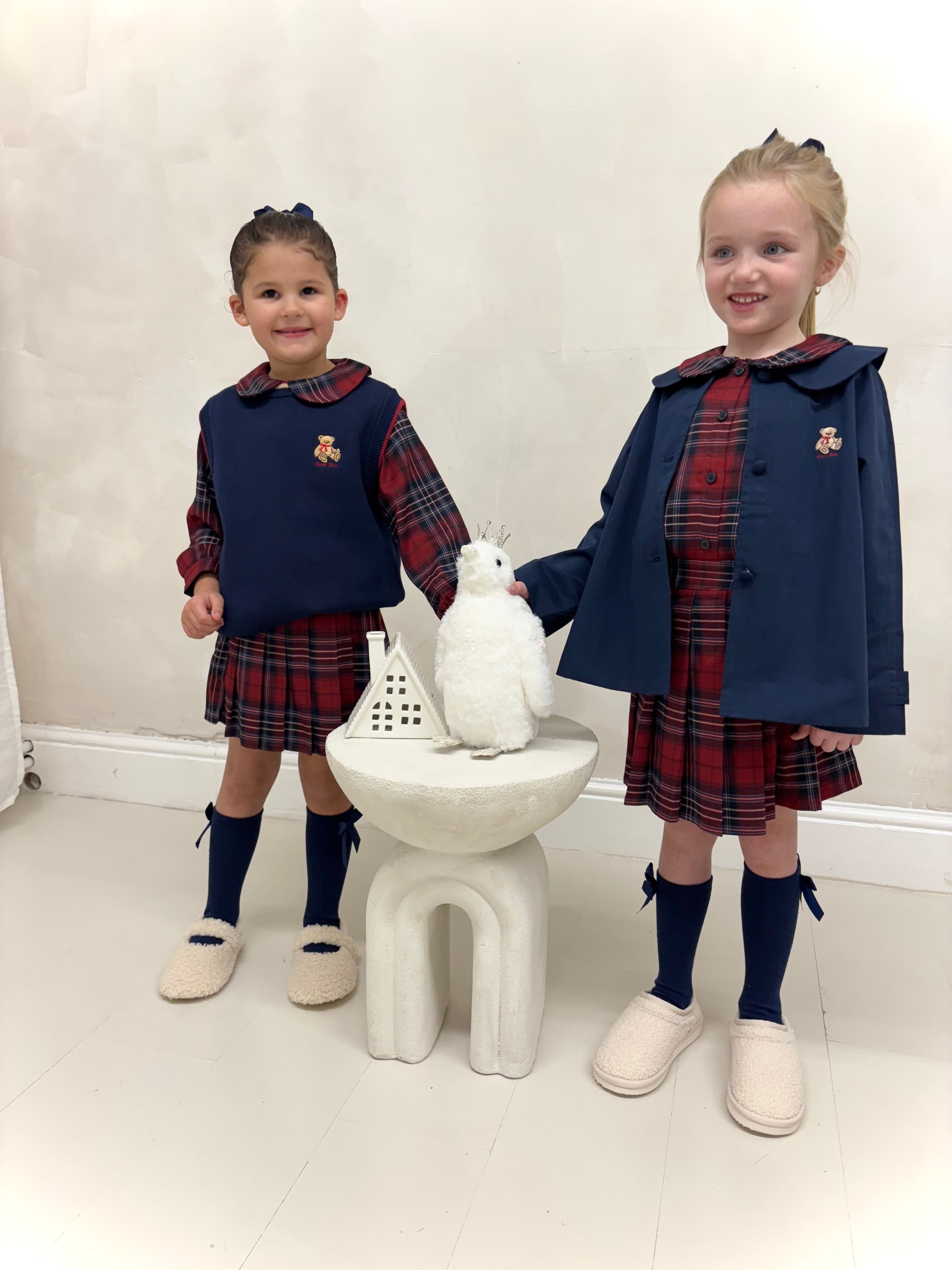 Tartan Teddy 4 Piece Coat & Pullover Set