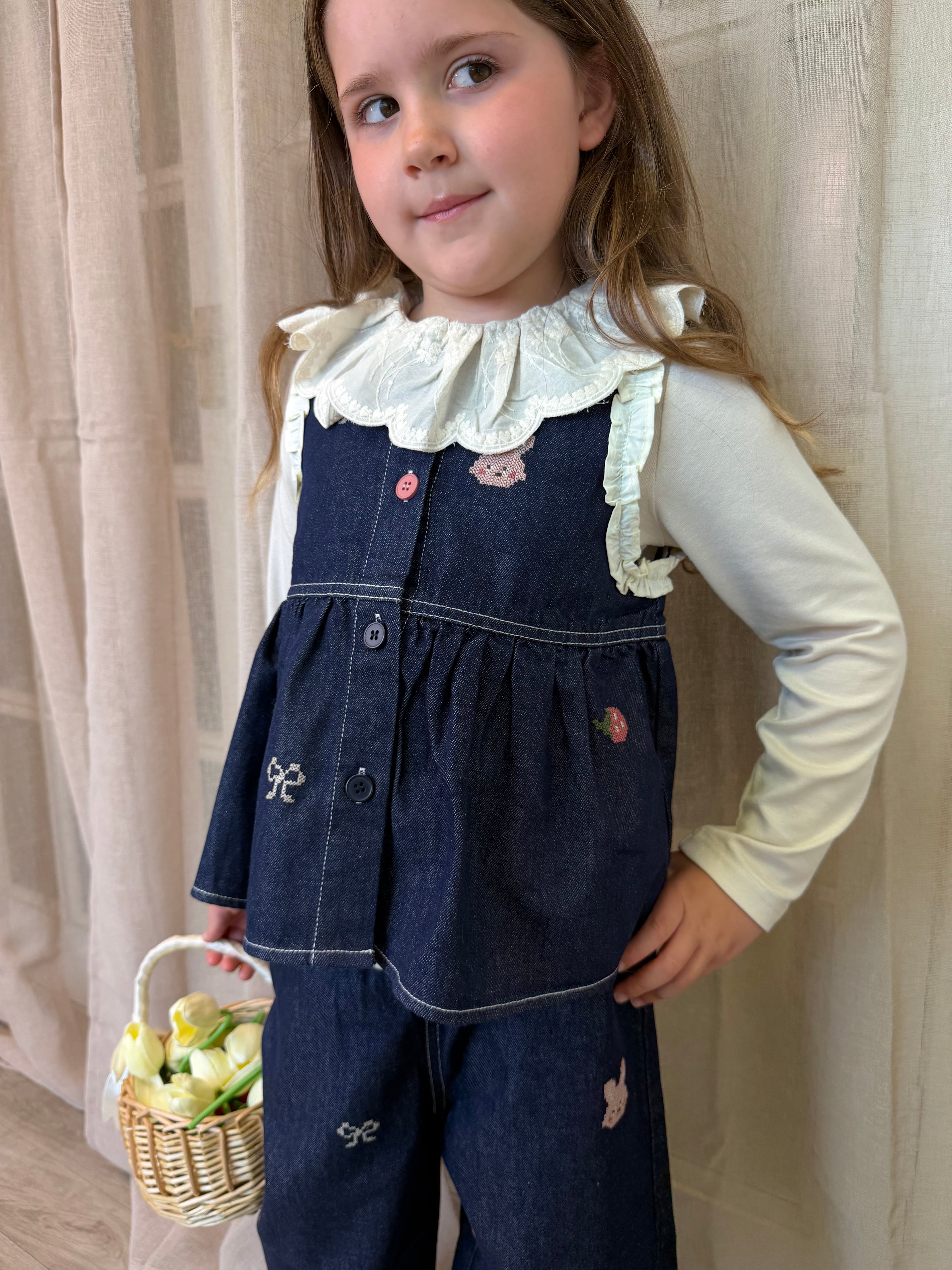 Denim Bunny & Bow 2 Piece Set