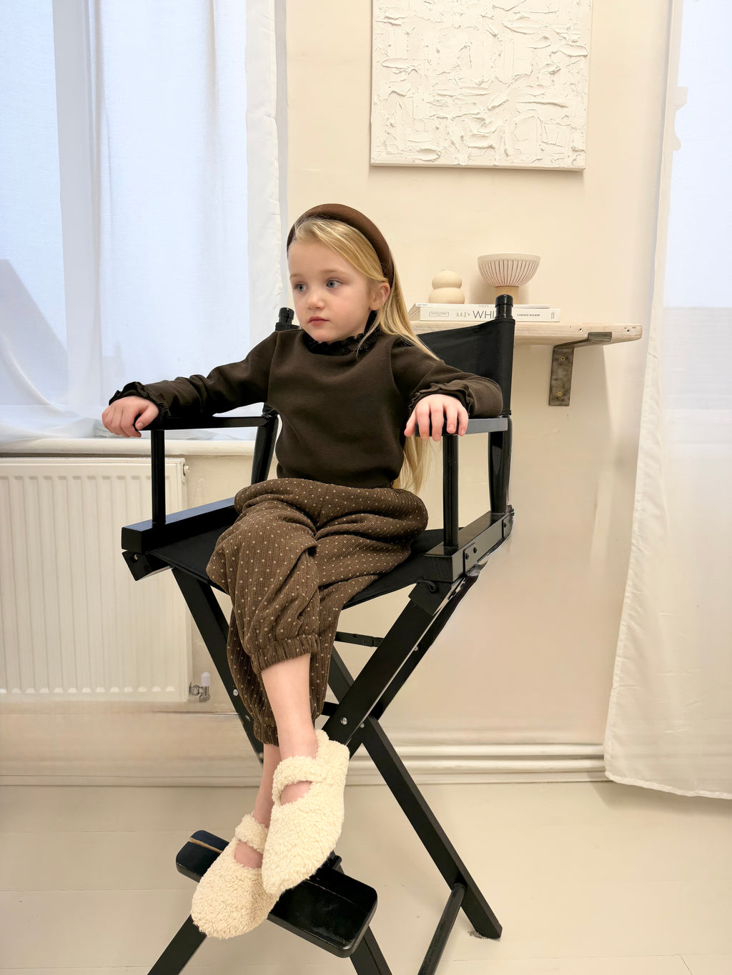 Polka Dot Trousers and Ruffle Sleeve Shirt Set