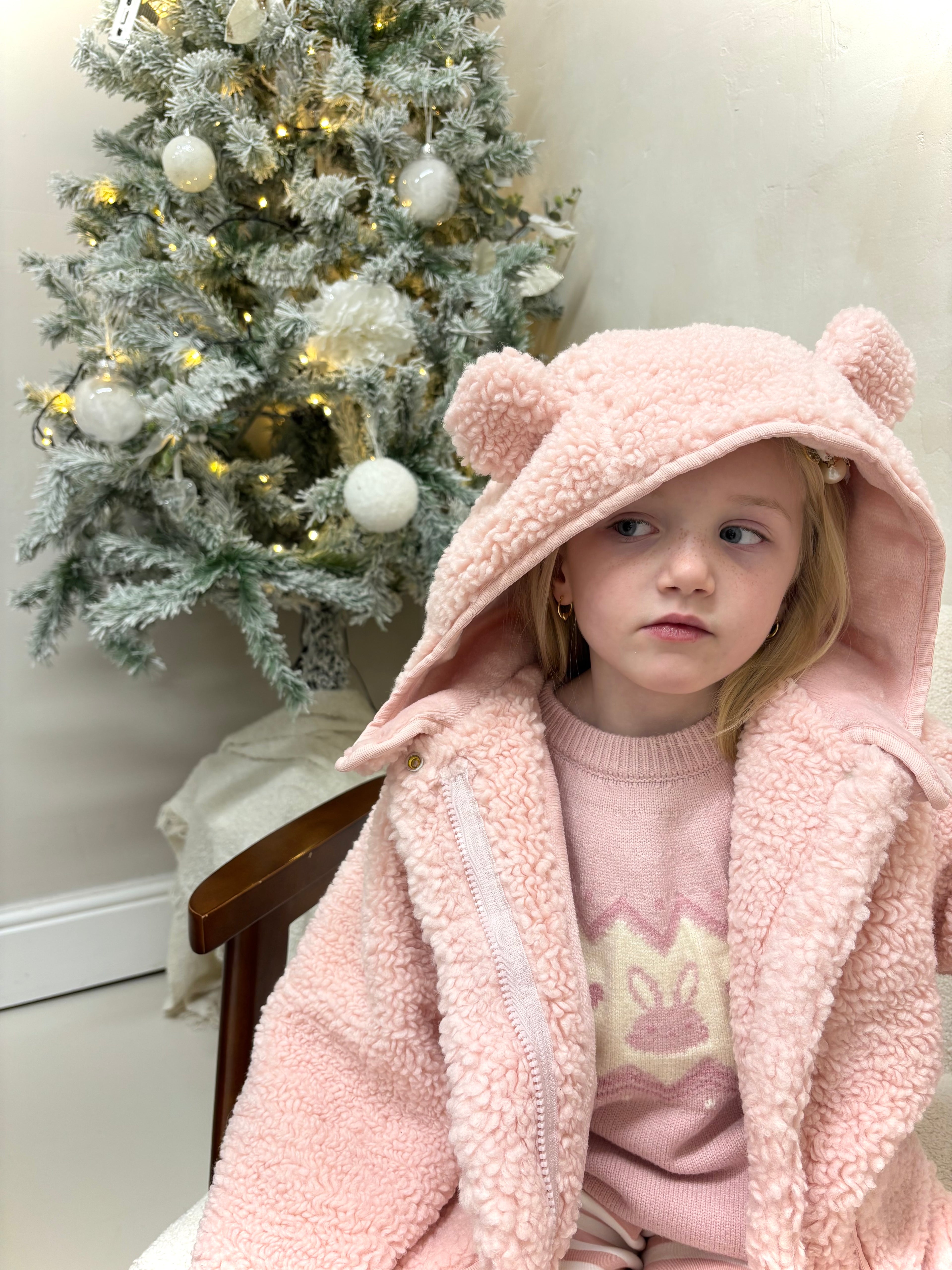 Pink Teddy Bear Lined Coat
