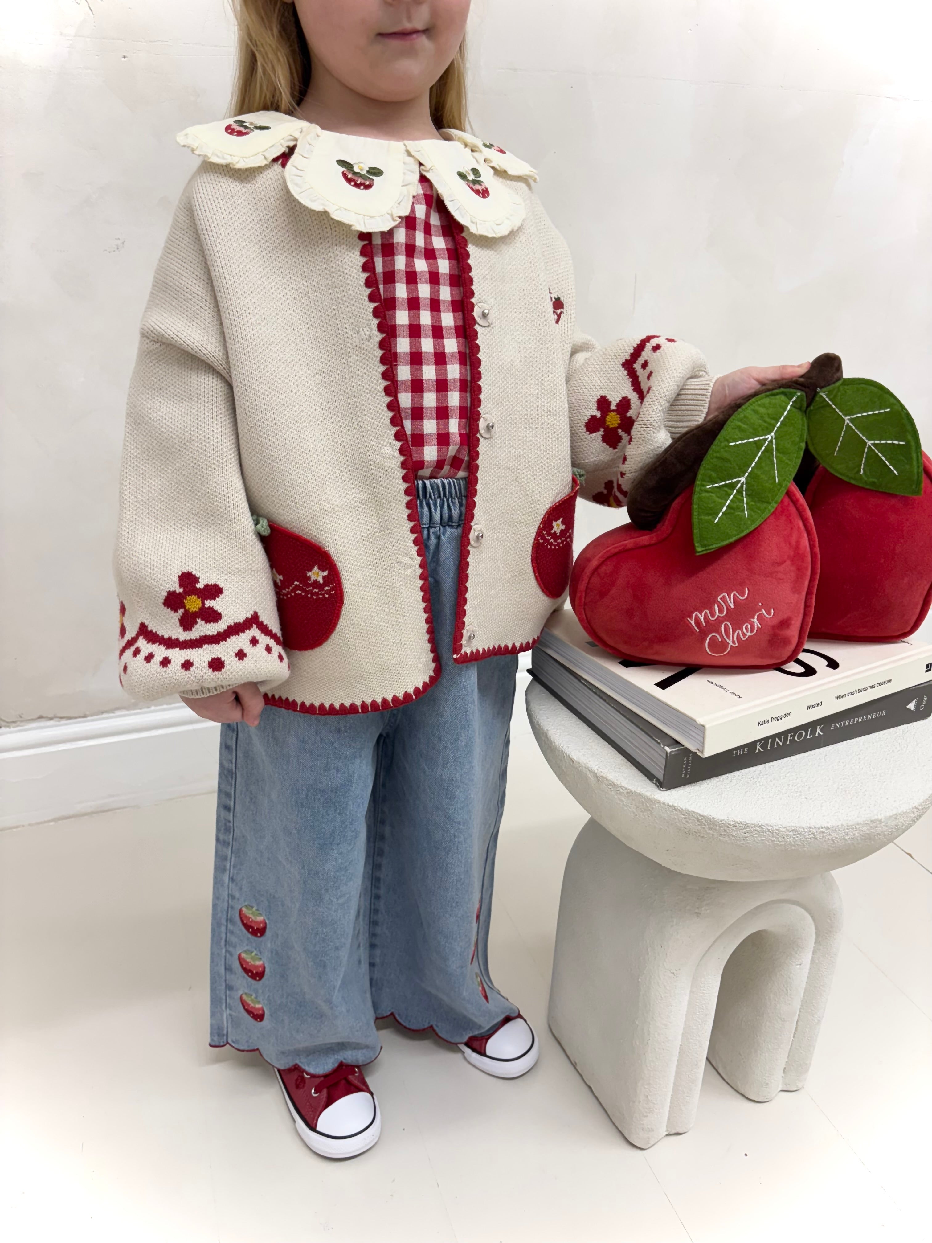 Gingham Strawberry Sweet Baby Jean 3 Piece Set