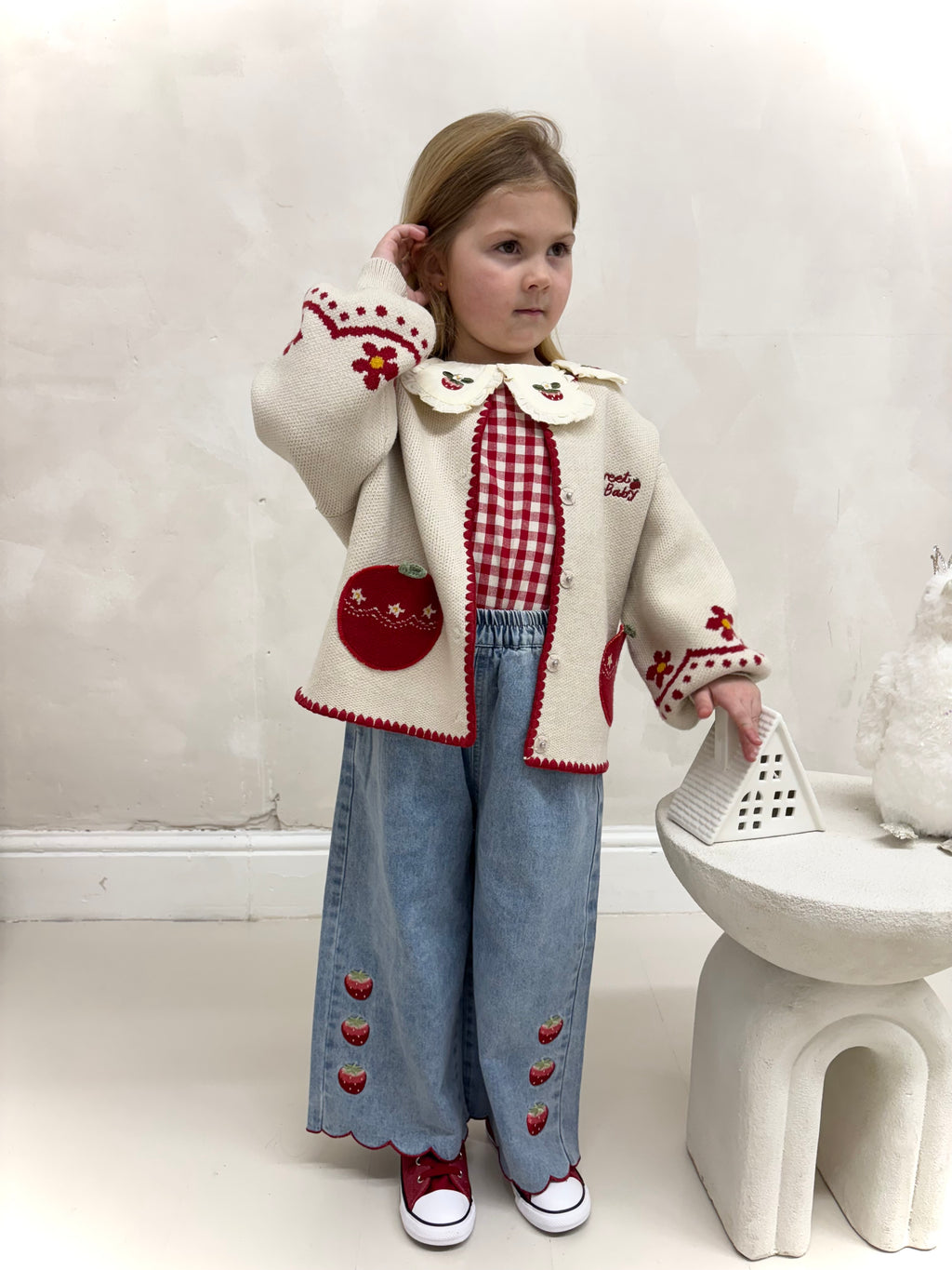 Gingham Strawberry Sweet Baby Jean 3 Piece Set