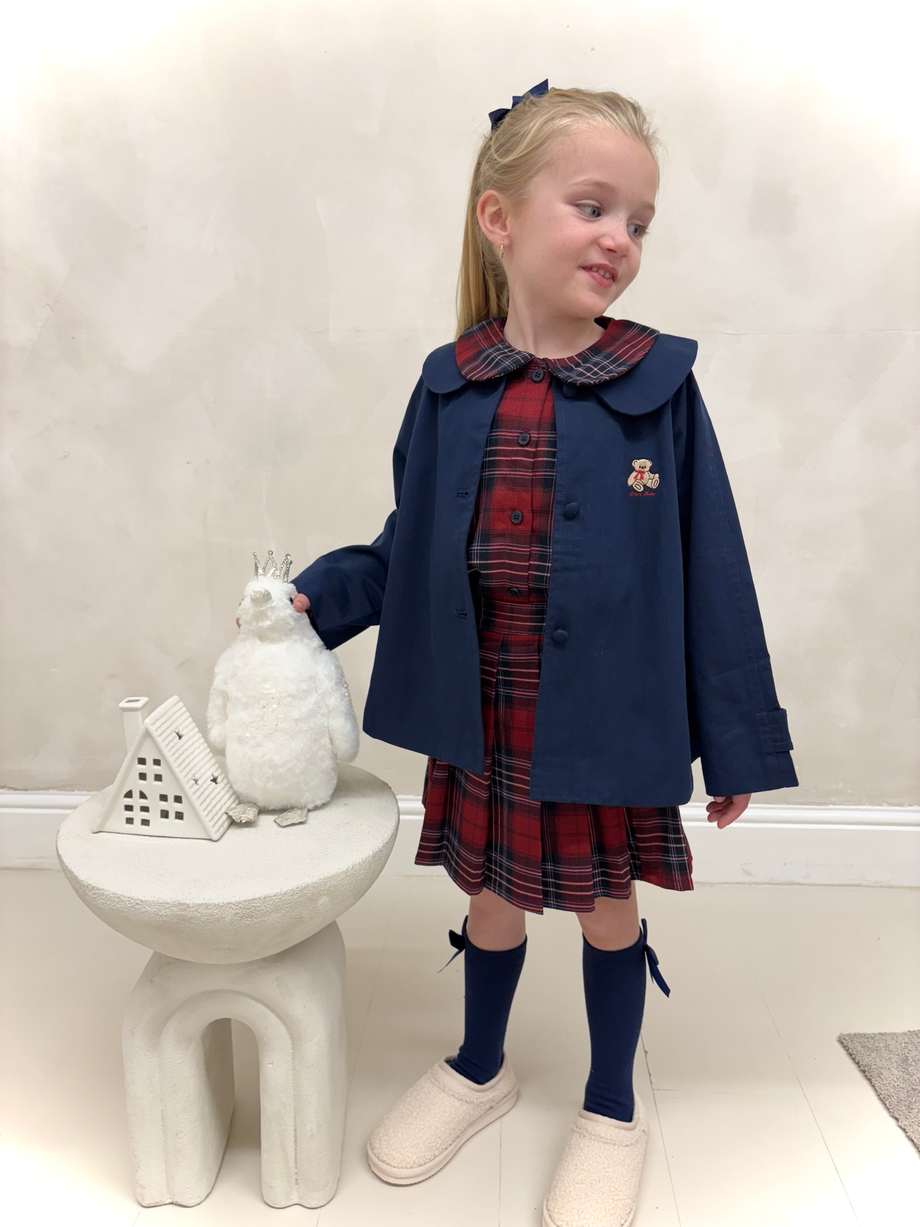 Tartan Teddy 4 Piece Coat & Pullover Set