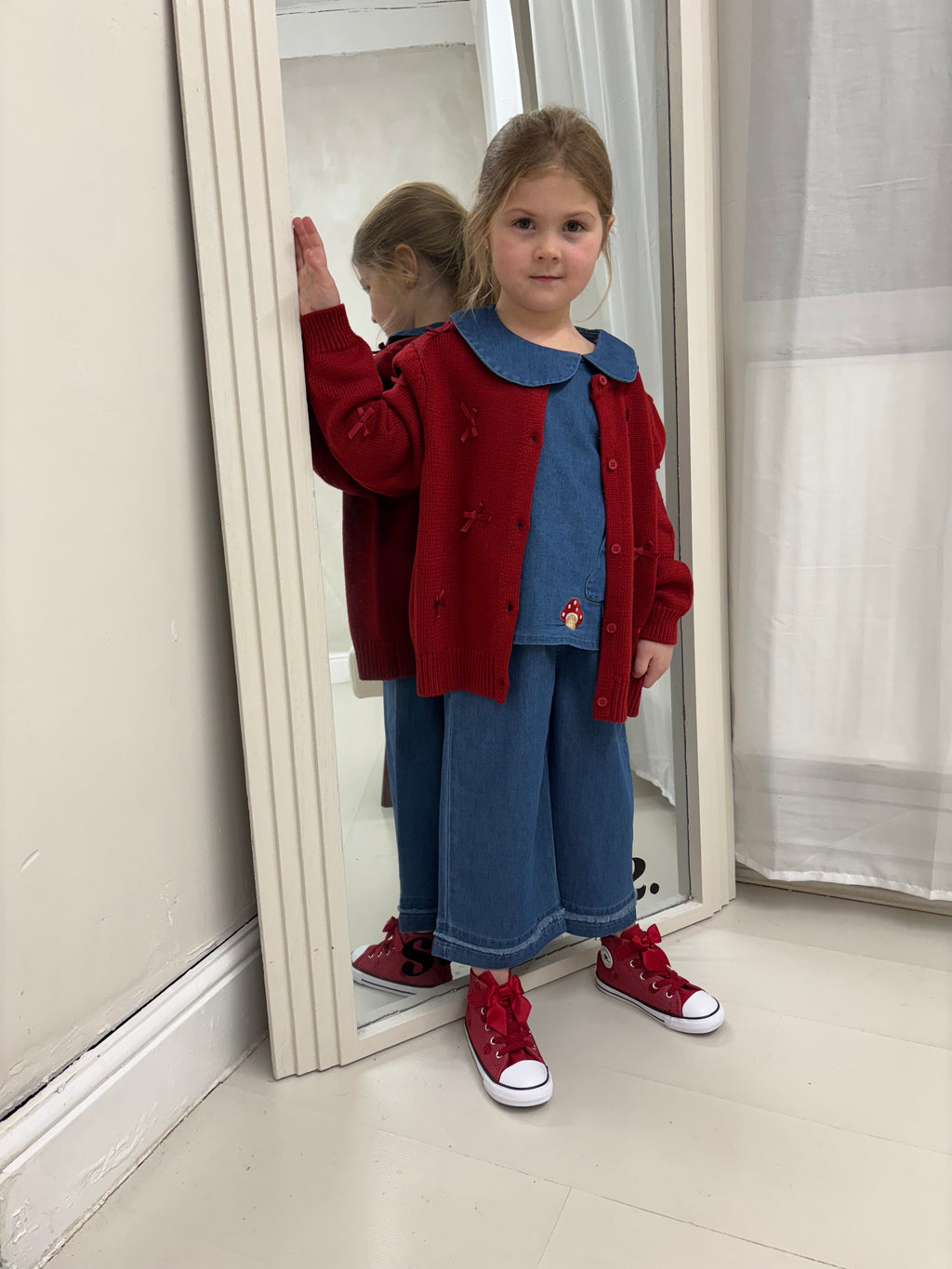 Red Bow Knit Cardigan