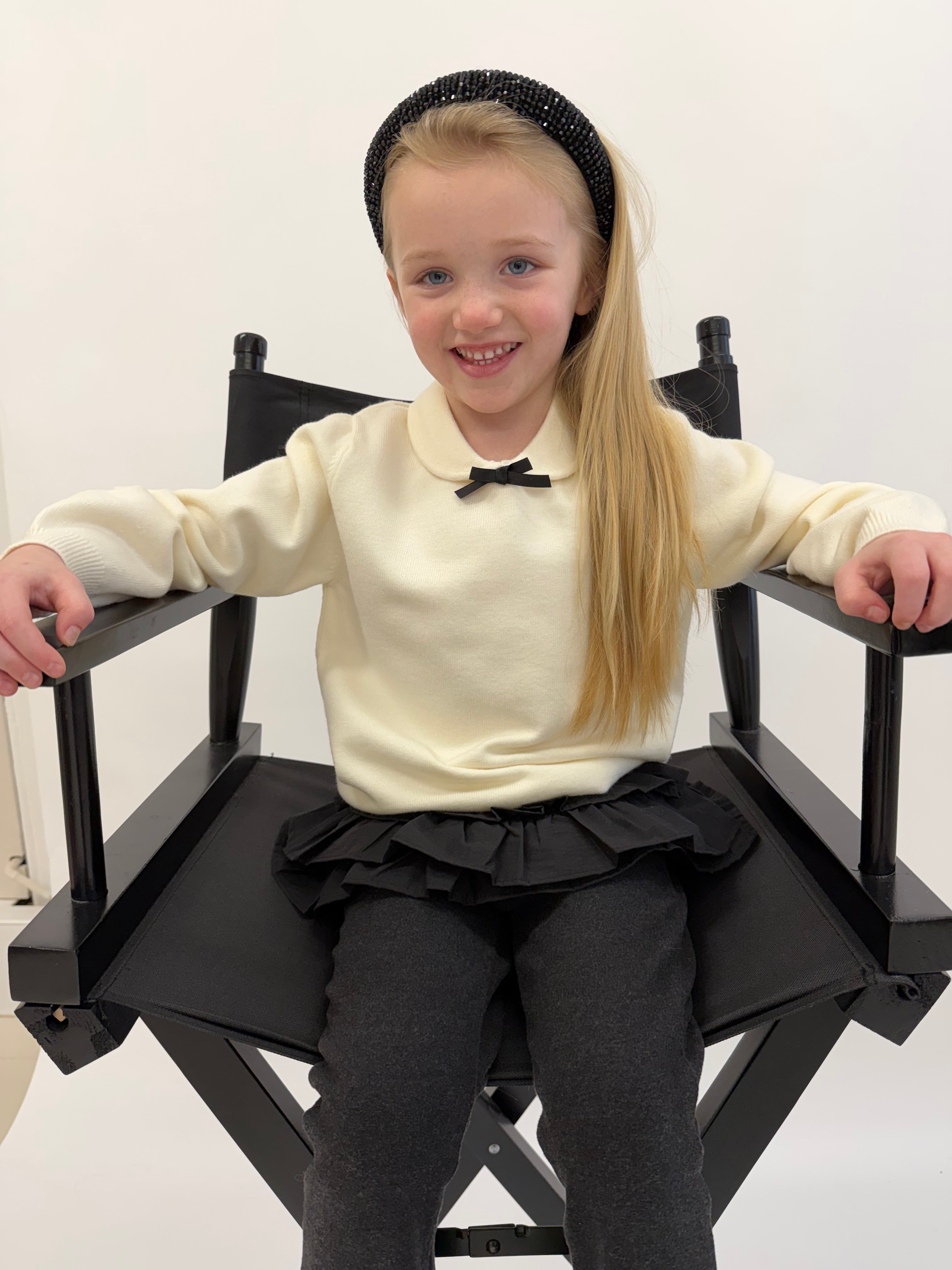 White Bow Jumper & Rara Skirt Flares Set