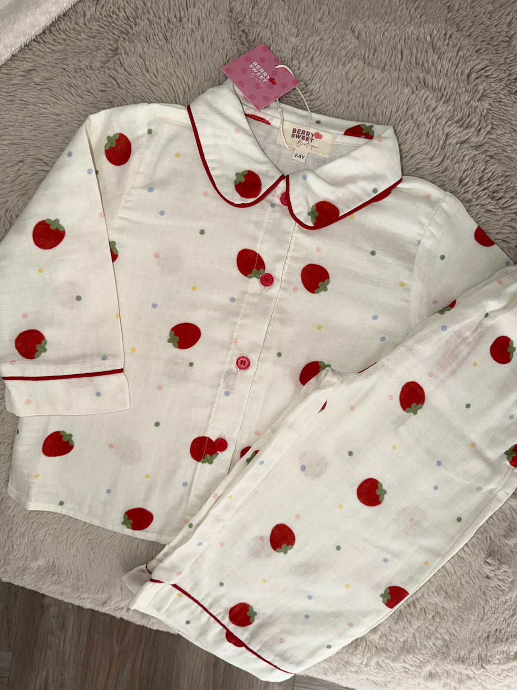 Linen Strawberry PJs