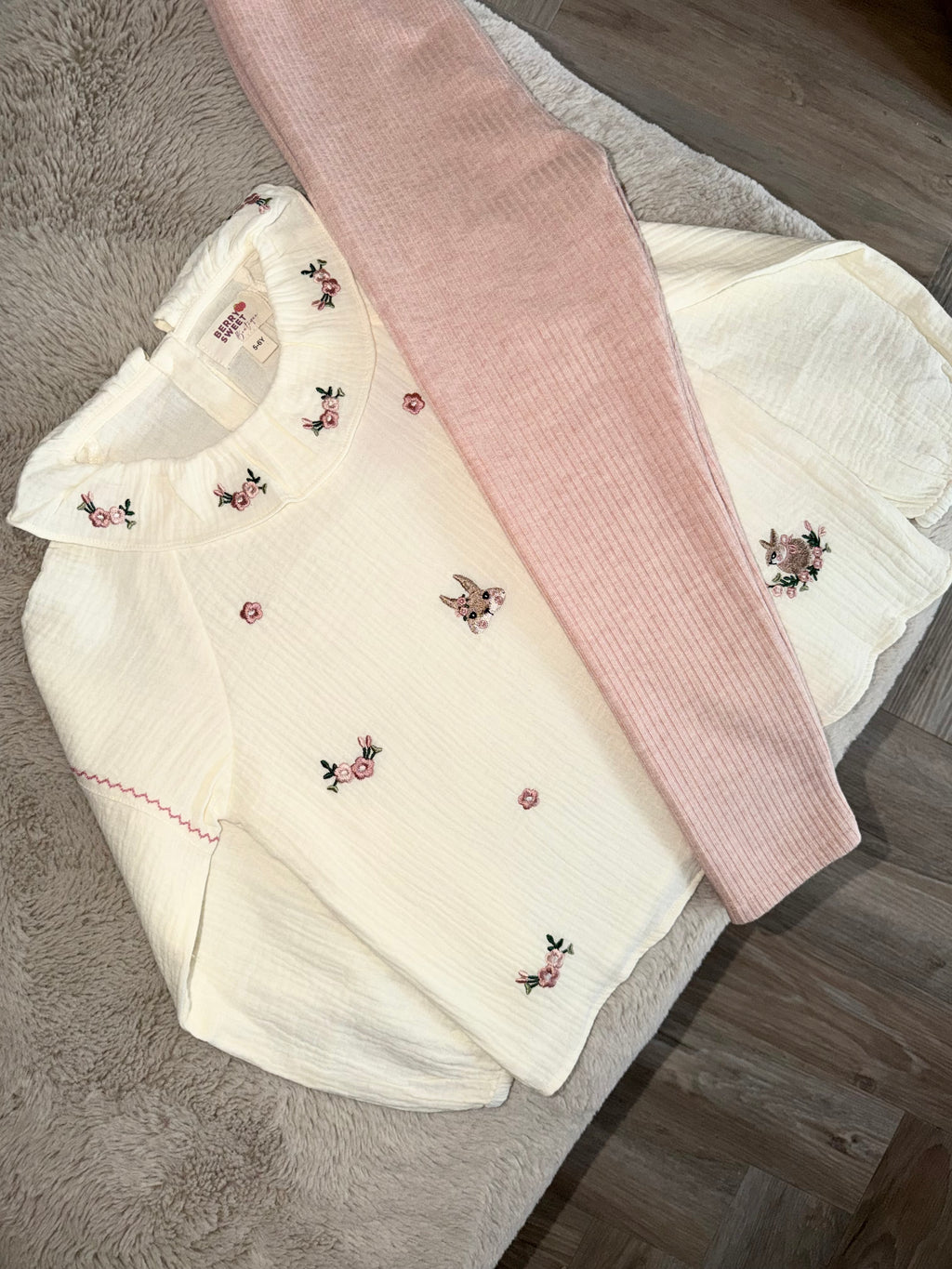 Pink Rabbit Shirt and Leggings Set