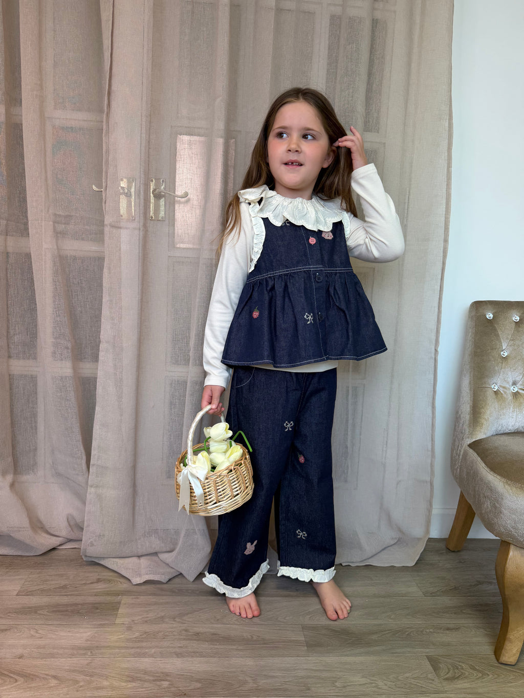 Denim Bunny & Bow 2 Piece Set