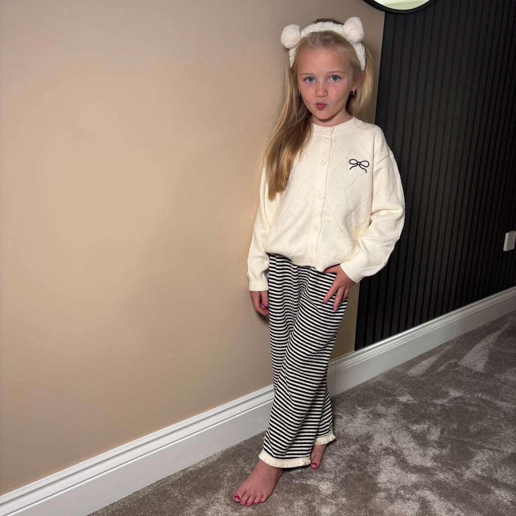 Cardigan Stripe Trousers Set