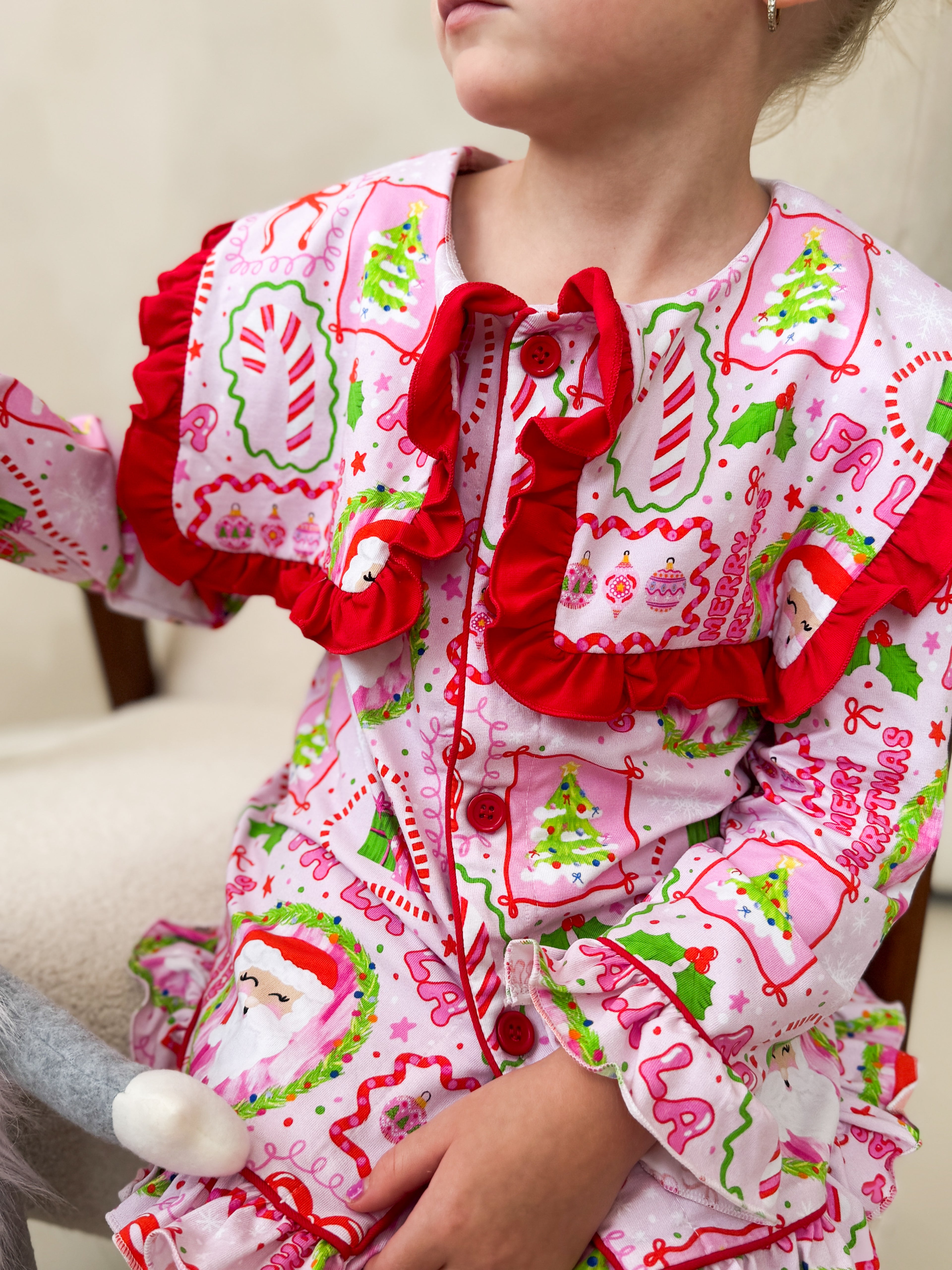 Girls Pink Christmas PJs