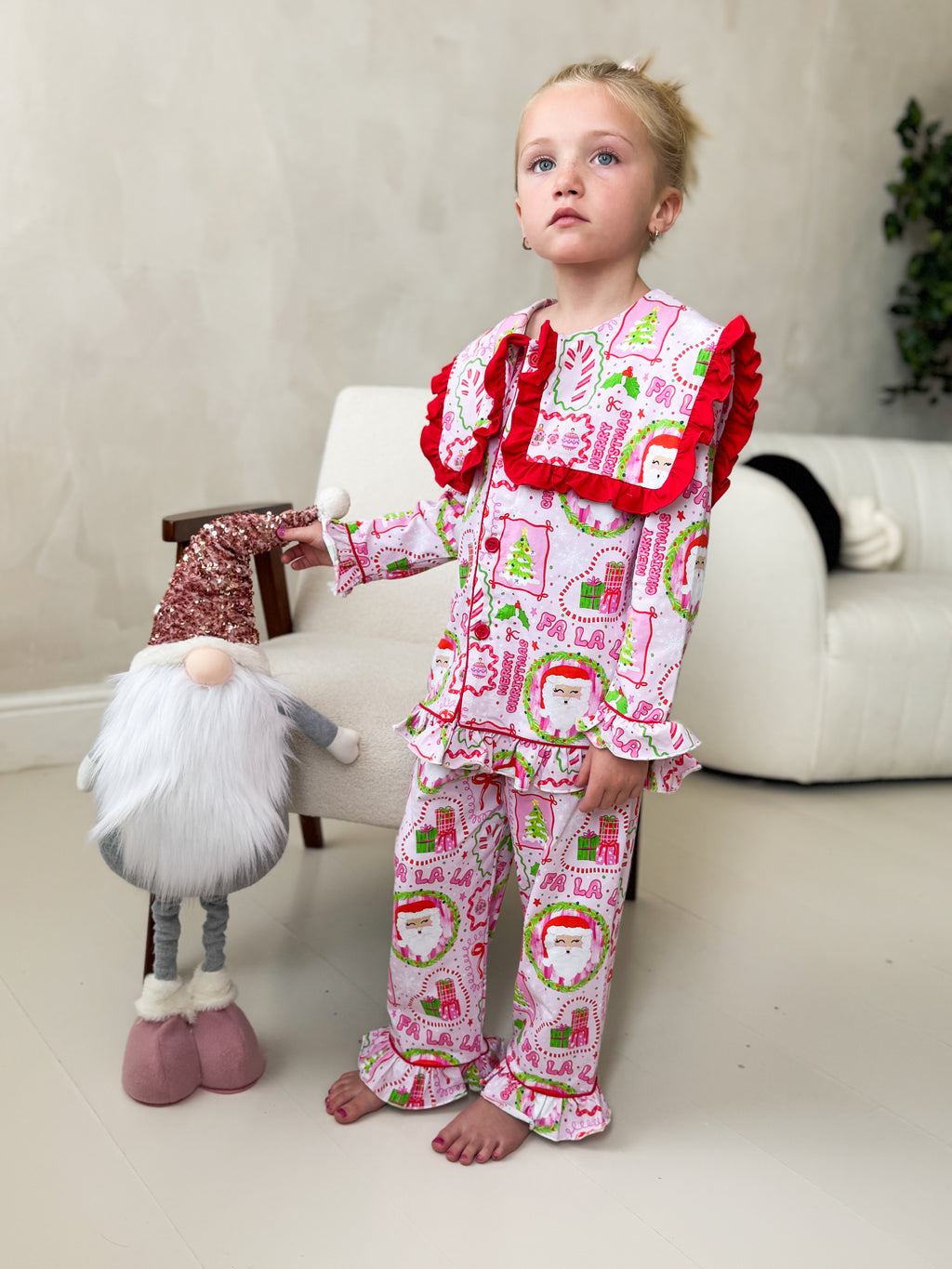 Girls Pink Christmas PJs