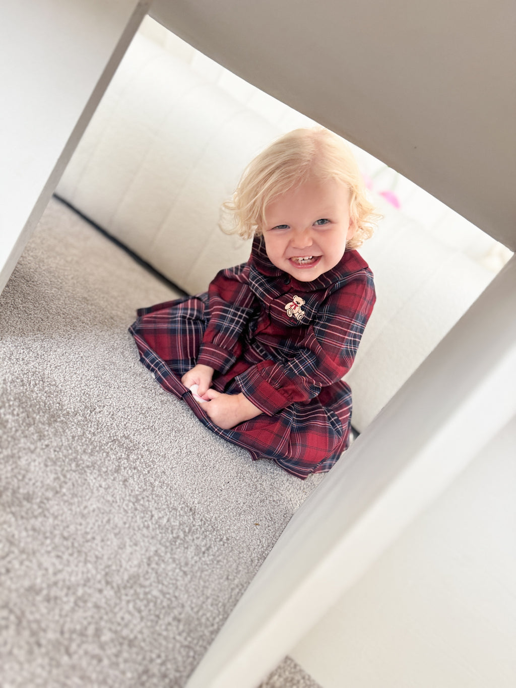 Tartan Teddy 4 Piece Coat & Pullover Set