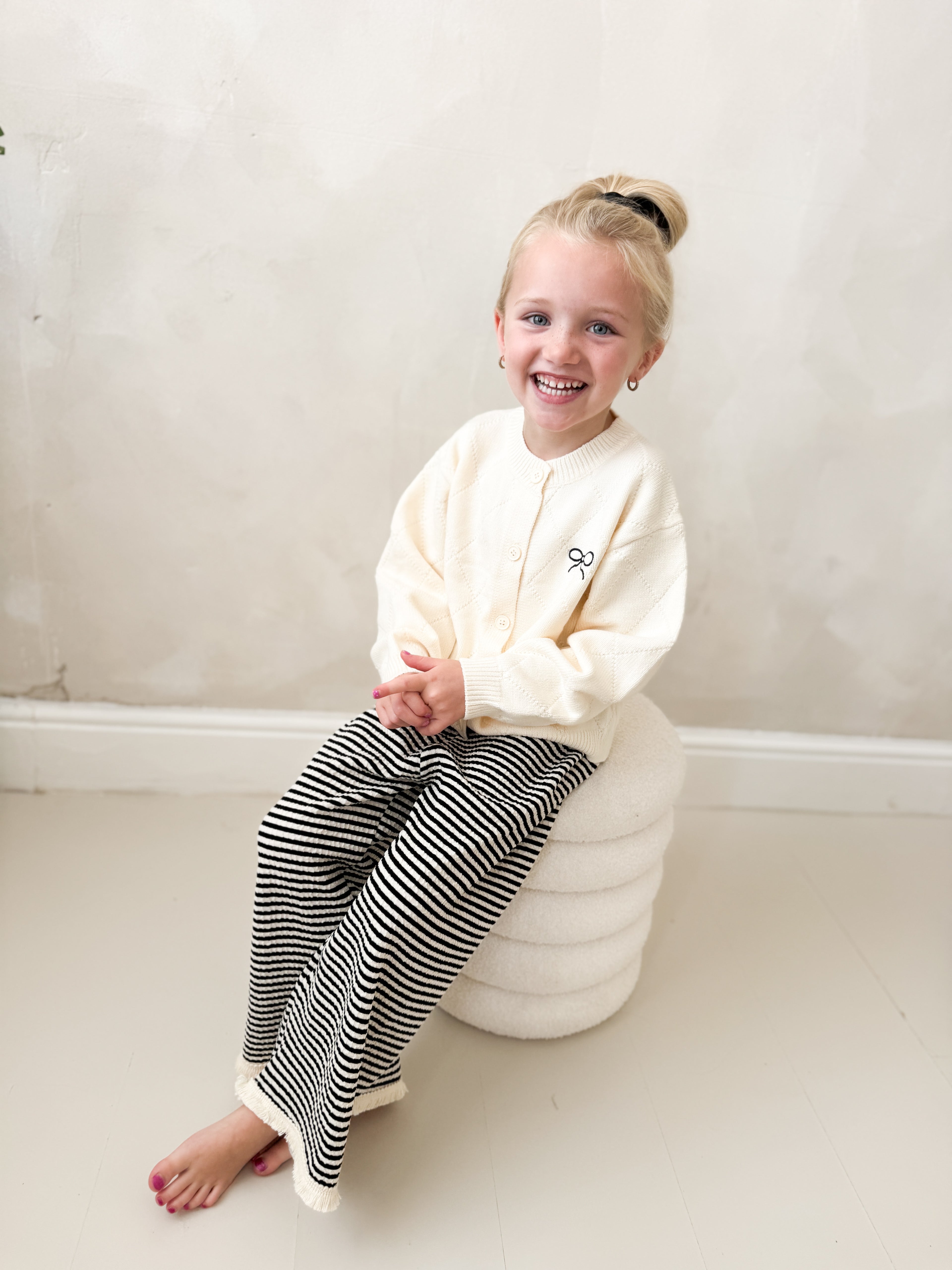 Cardigan Stripe Trousers Set