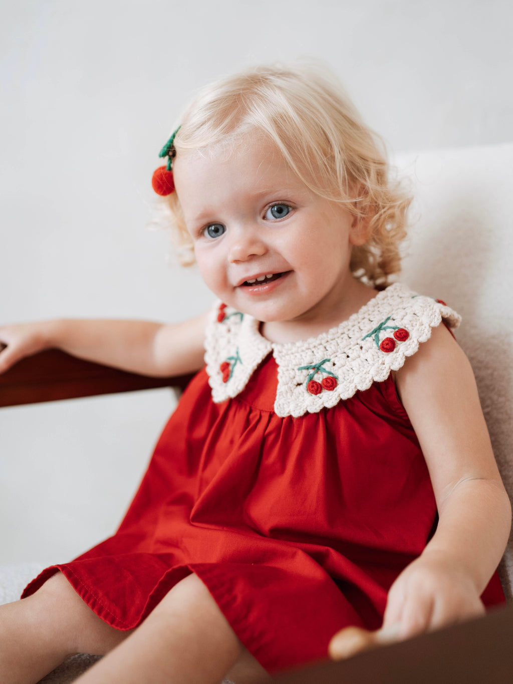 Cherry Crochet Collar Dress