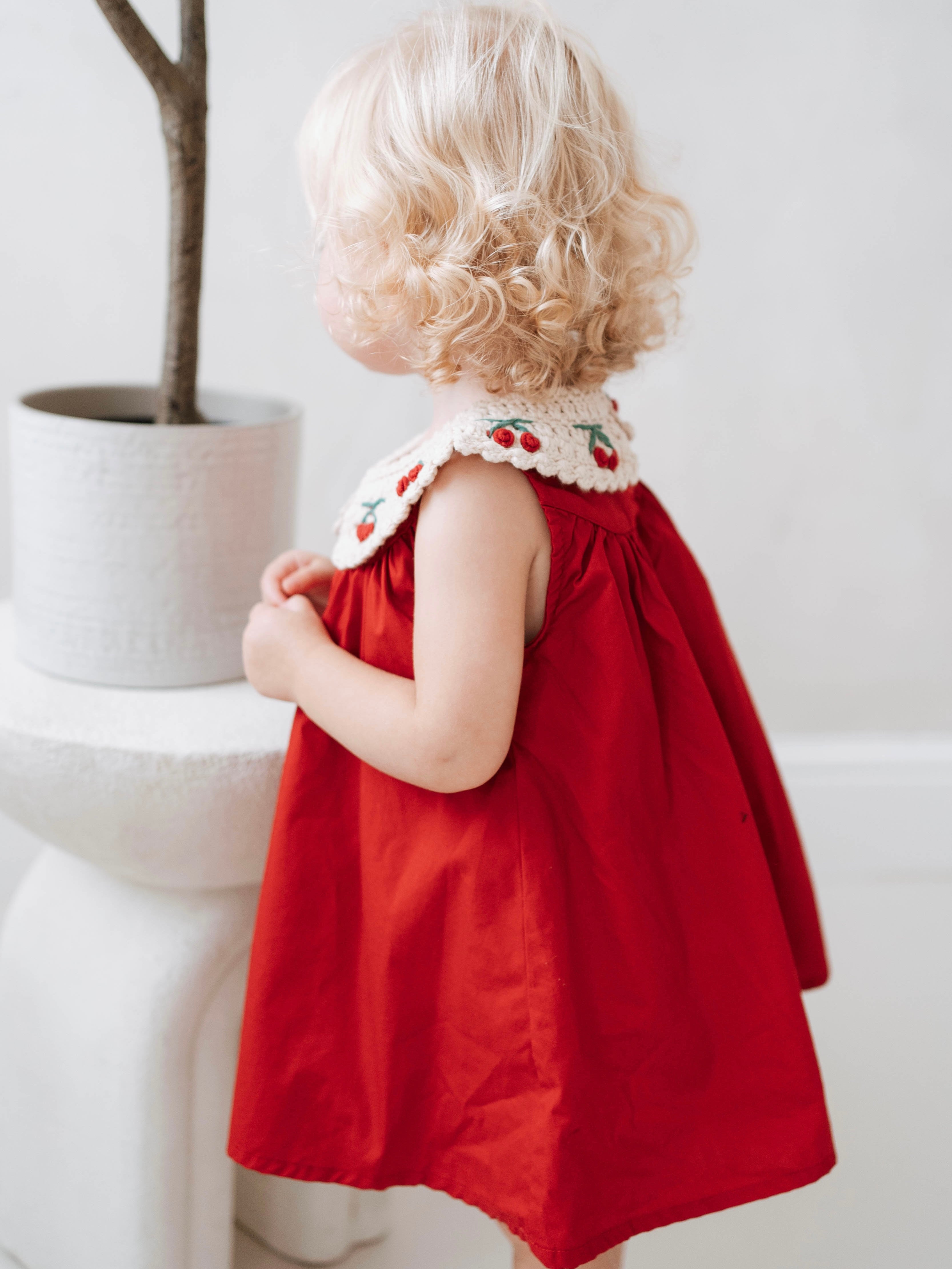 Cherry Crochet Collar Dress