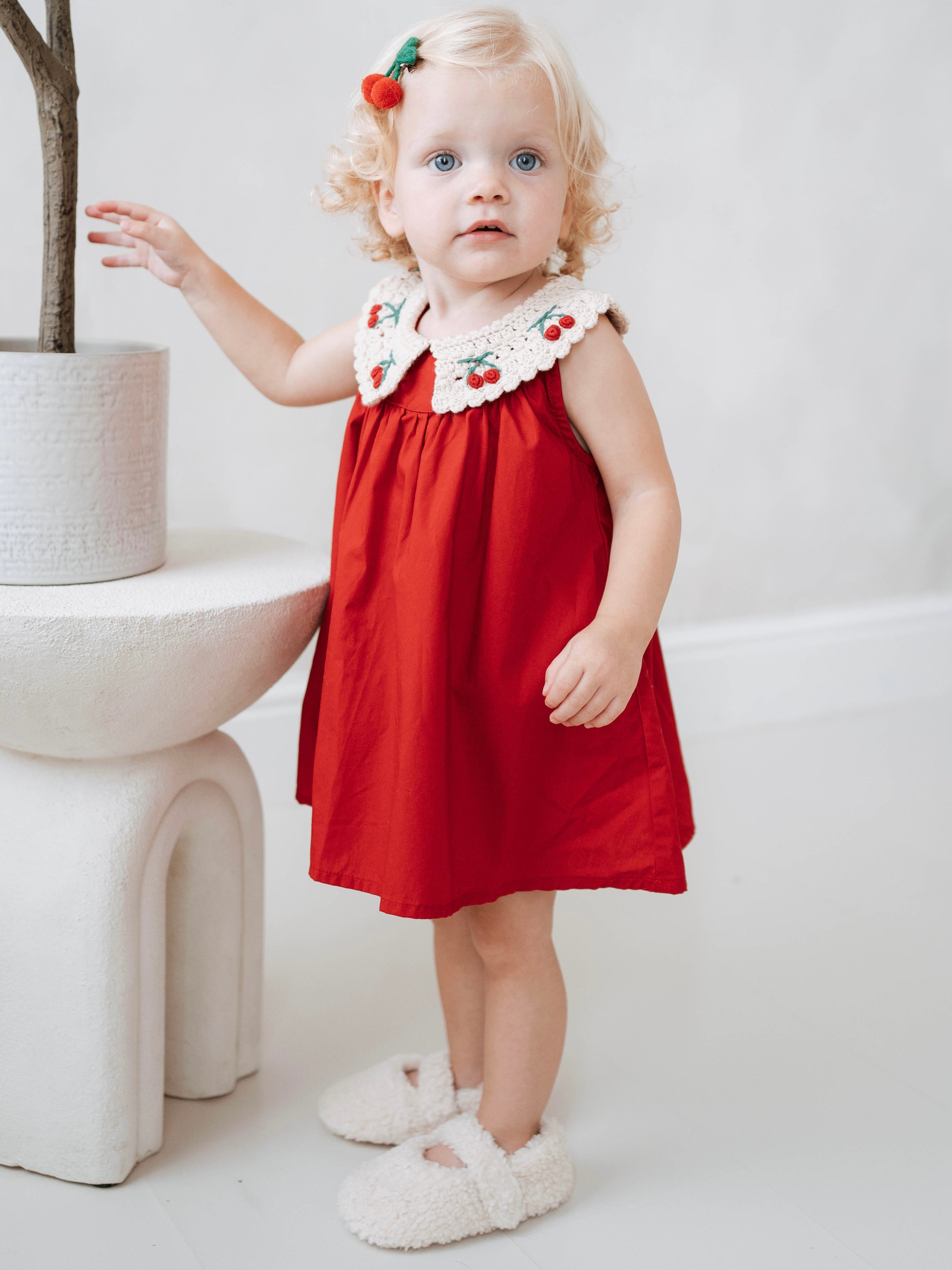 Cherry Crochet Collar Dress