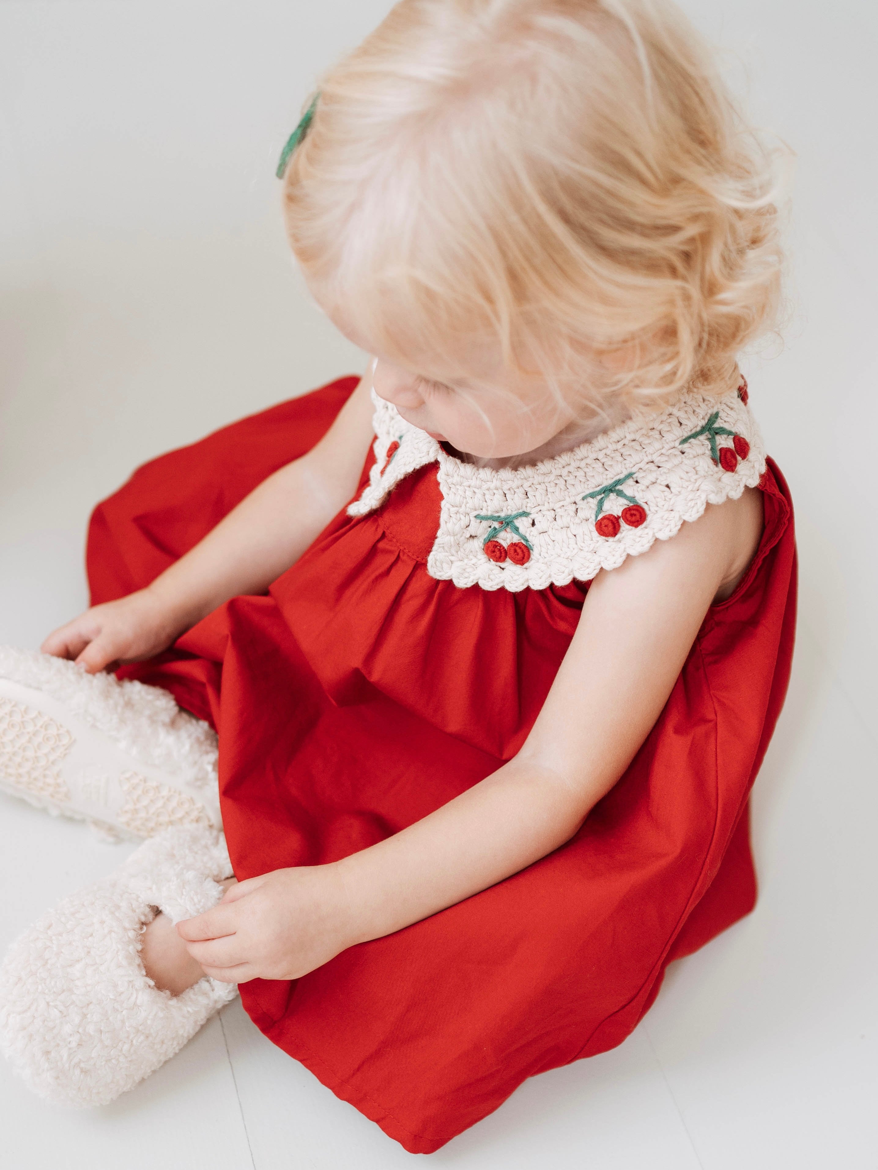 Cherry Crochet Collar Dress