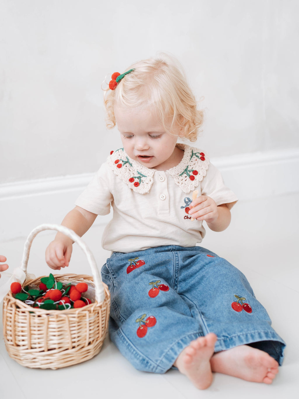 Cherry Crochet Jeans Set