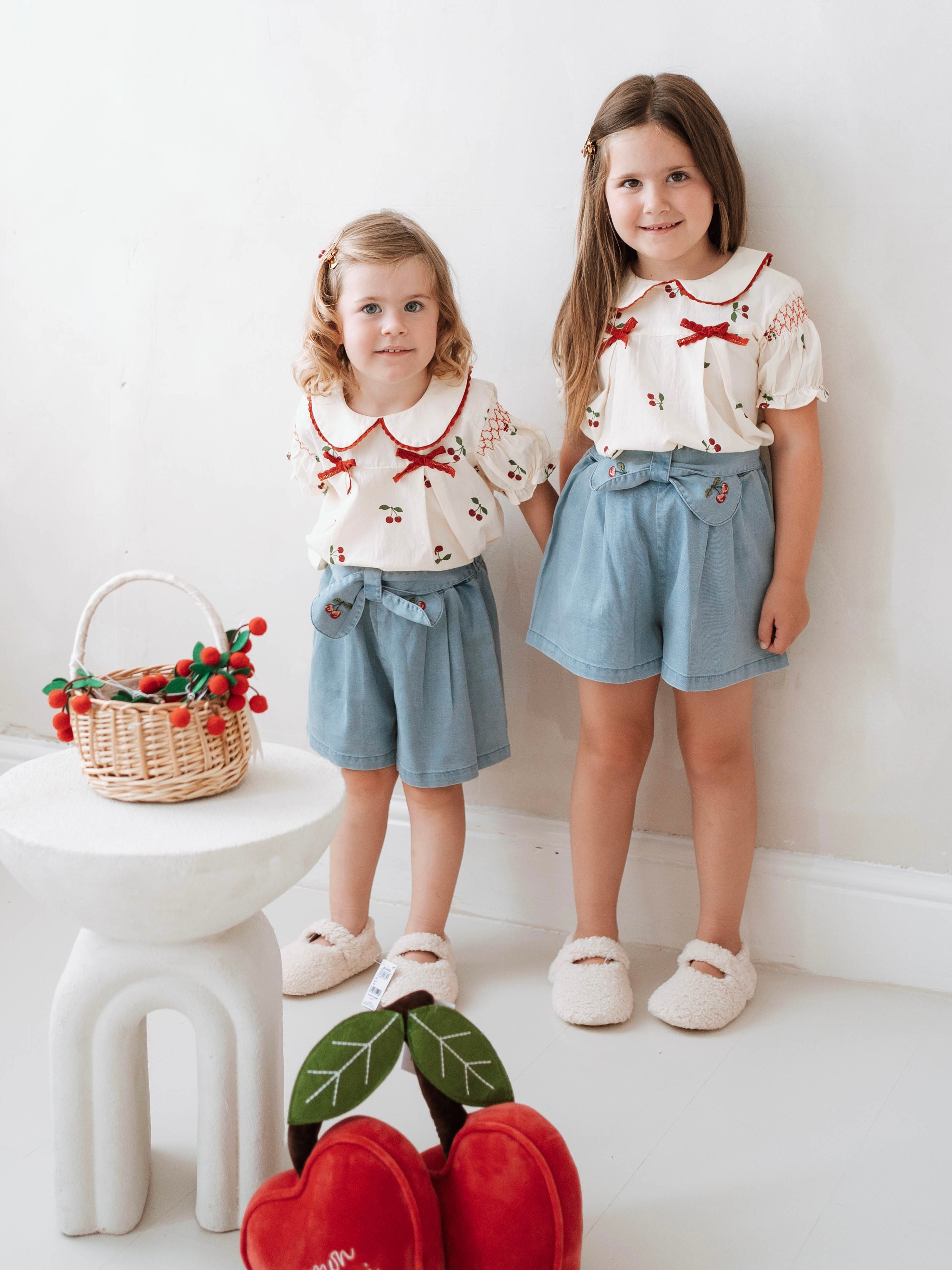 Cherry Denim Short Set