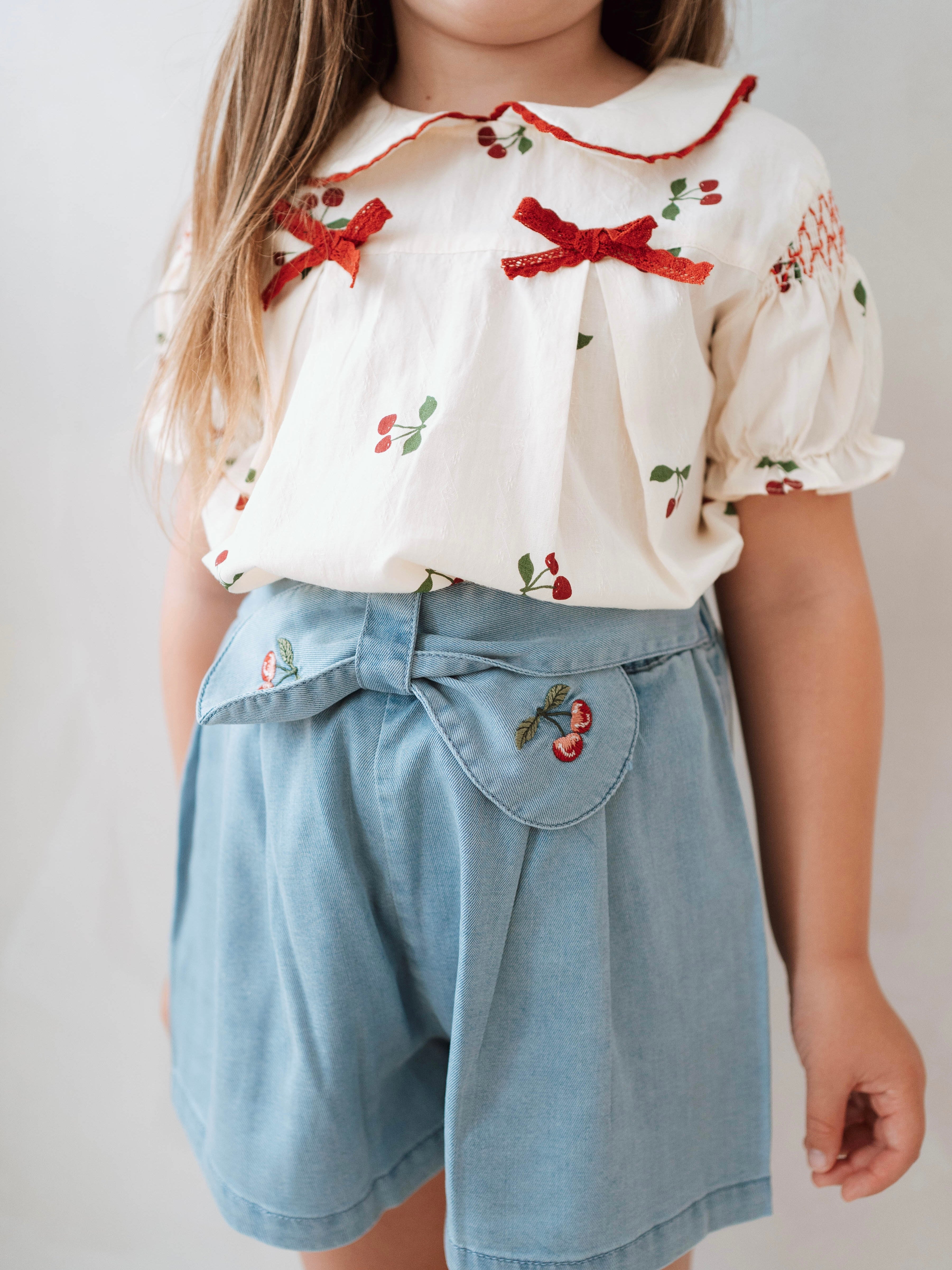 Cherry Denim Short Set