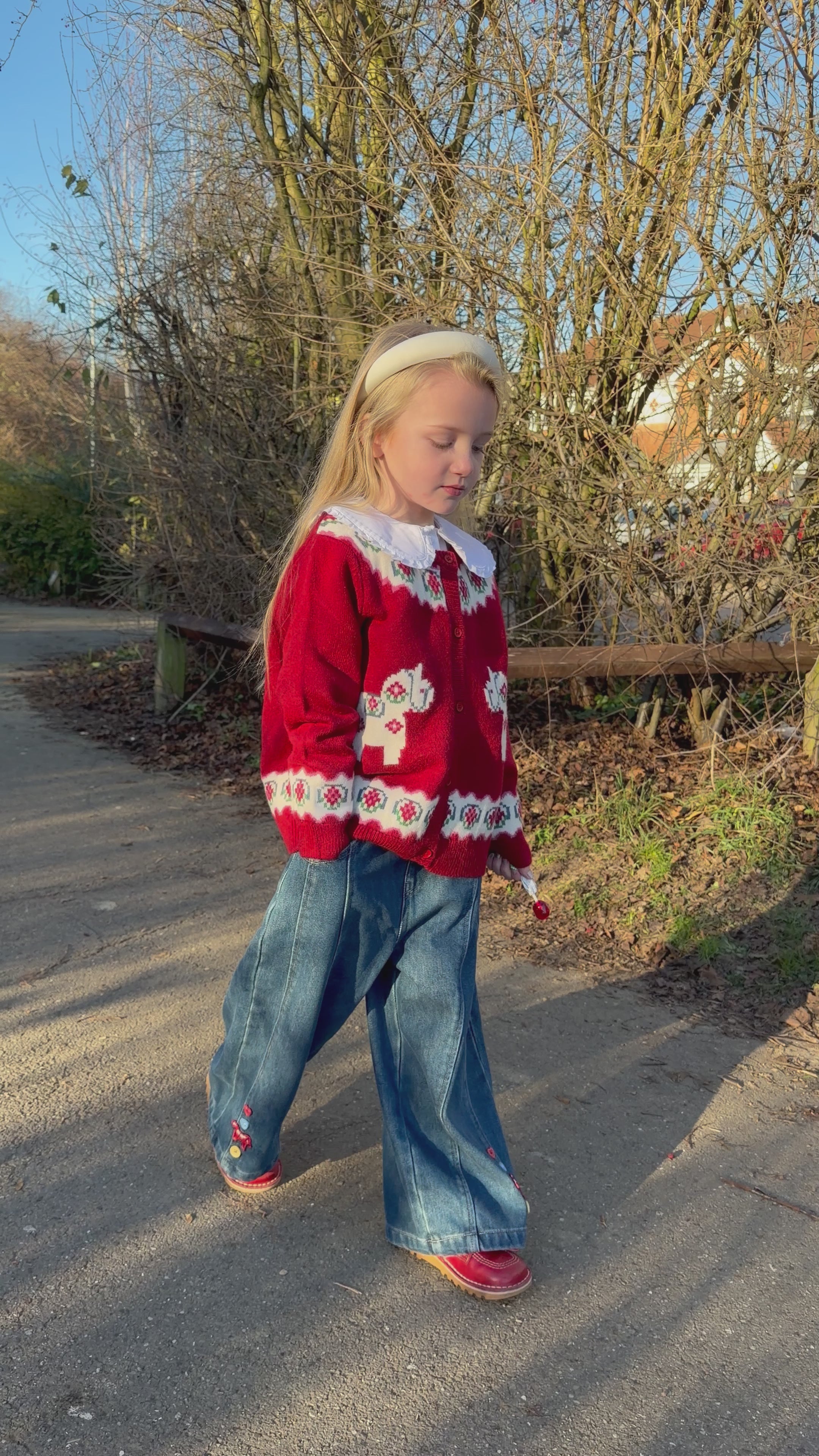 Red Pony Cardigan & Jean 2 Piece Set